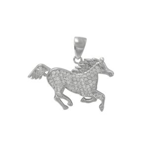 Sterling Silver and Cubic Zirconia Horse Pendant